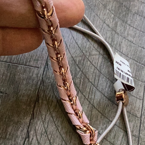 Henri Bendel Tan Leather adjustable headband with Braided Design